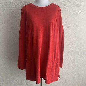 J.Jill Womens Red Pullover Two Pockets Long Sleeve